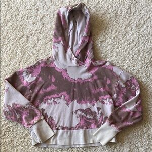 JoyLab Pink Tie-Dye Cropped Hoodie